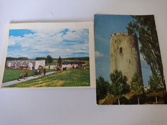 2 открытки с памятными местами Беларуси - "Белая вежа" и "Хатынь"
