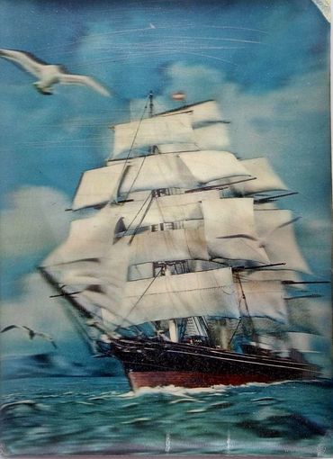 Стерео открытка с корабликом Tokyo Japan 1969-1970г.