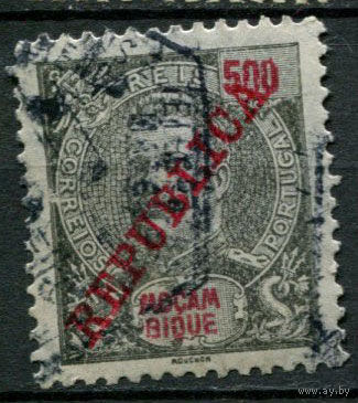 Португальские колонии - Мозамбик - 1911 - Король Карлуш I. Надпечатка REPUBLICA на 500R - [Mi.116] - 1 марка. Гашеная.  (Лот 140BA)