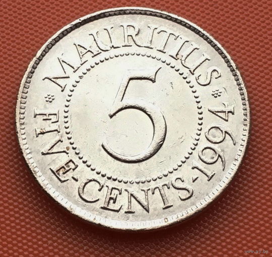 119-09 Маврикий, 5 центов 1994 г. Единственное предложение монеты данного года на АУ