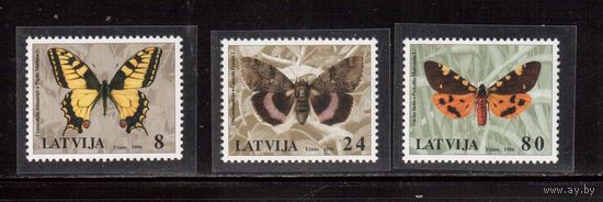 Латвия-1996 (Мих.432-434)  ** , Фауна, Бабочки