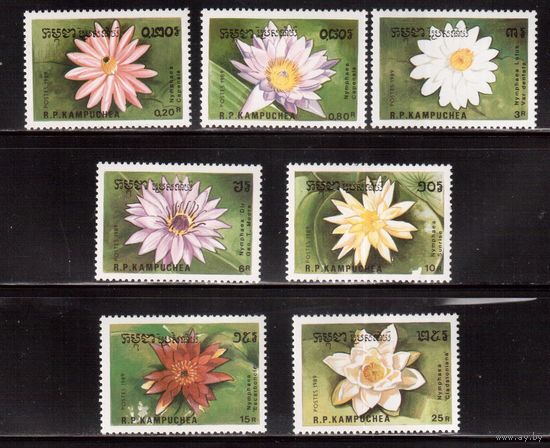 Камбоджа-1989,(Мих.1032-1038)  **, Флора, Цветы