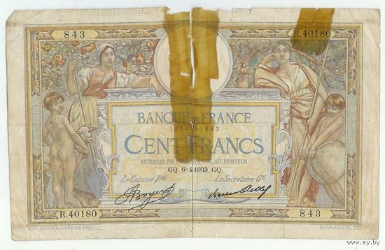 Франция, 100 франков 1933 год.