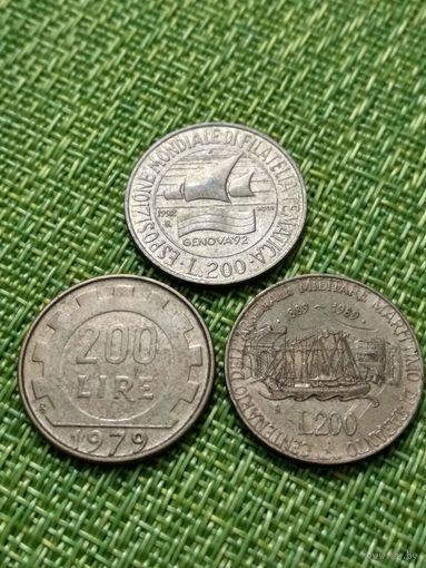 Италия 200 лир набор монет