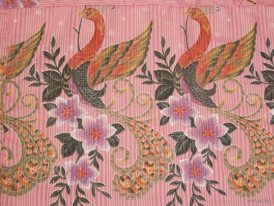 Кусок ткани СССР - птицы с люрексом