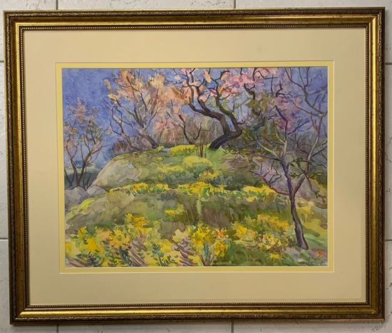 Доморад В.А "Весна в горах", 1987г., акварель.64,5х53,5см.
