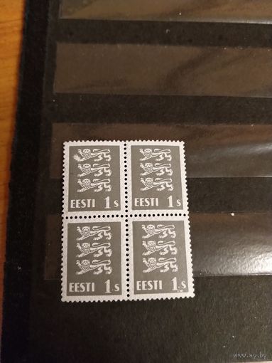 1928 Эстония Мих 74 чистая клей MNH** квартблок герб (5-5)