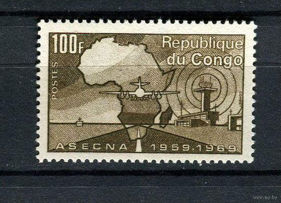 Конго - 1969 - 10 лет Агентству безопасности воздушной навигации в Африке - [Mi. 198] - полная серия - 1 марка. MNH.