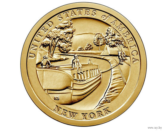 США 1 доллар 2021 Канал Эри Нью-Йорк - серия Американские Инновации  Двор P UNC