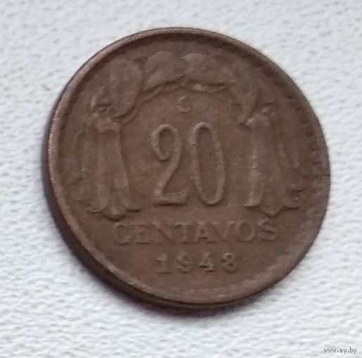Чили 20 сентаво, 1948 6-1-30