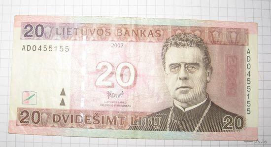 Литва. 20 лит 2007 г.