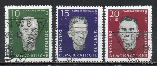 Национальные герои ГДР 1960 год серия из 3-х марок