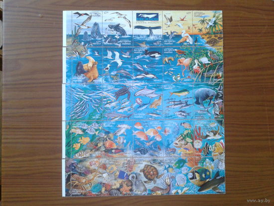 Мексика 1998 Морской мир 5 сцепок 25 марок полная серия