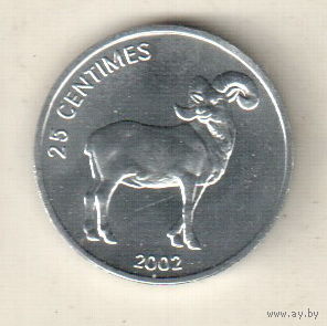 Конго 25 сантим 2002 Животные - Гривистый баран