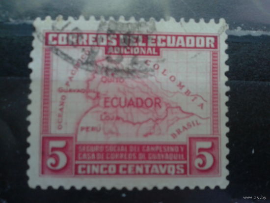 Эквадор, 1938. Карта Эквадора