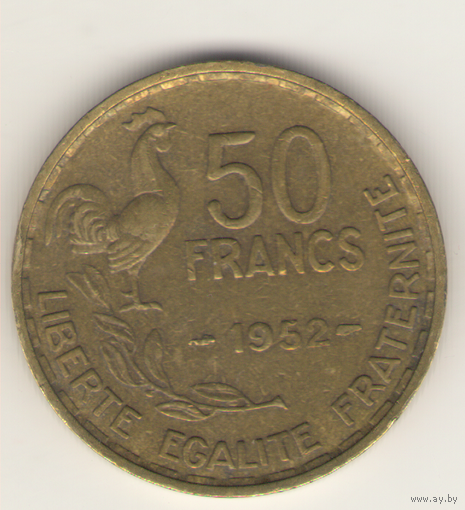 50 франков 1952 г. Без буквы.