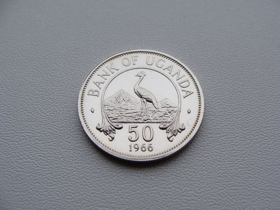 Уганда. 50 центов 1966 год KM#4 "Восточно-Африканский журавль"