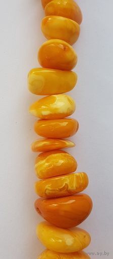 Бусы янтарь королевский, крупный, 58 г, желток, СССР . Длина 55 см