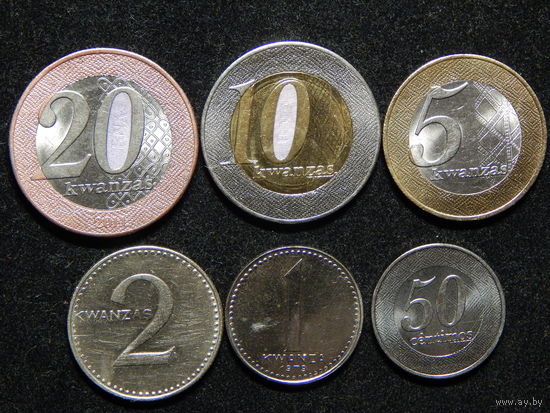 Ангола 50 сантимов,1,2,5,10,20 кванз 1977-2014г