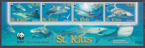 2007 Сент-Китс 955-958strip+Tab WWF / Акулы
