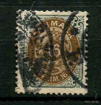 Дания - 1875/1903 - Цифры 16Ore - [Mi.27i Y Bb] - 1 марка. Гашеная.  (Лот 66BY)