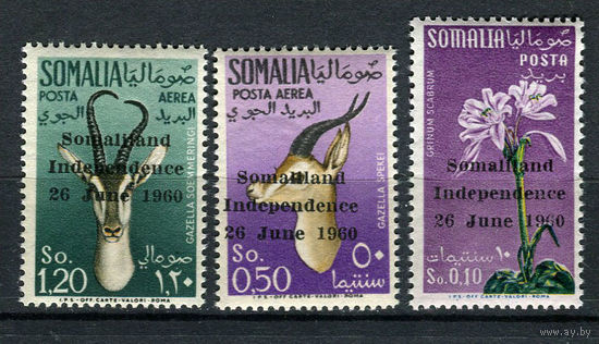 Сомали - 1960 - Флора и Фауна. Надпечатка Somaliland Independence 26 June 1960 - [Mi. 1-3] - полная серия - 3 марки. MNH.