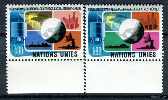 ООН (Женева) - 1975г. - Мирное использование космоса - полная серия, MNH [Mi 46-47] - 2 марки