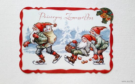 Новый год Рождество Гномы Коньки Подарки Яблоки PALETTI Латвия