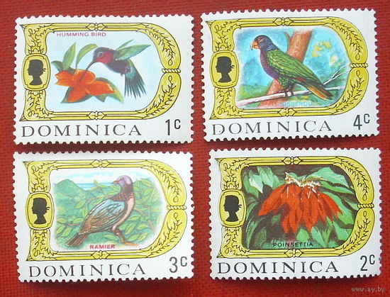 Доминика. Птицы. ( 4 марки ) 1969 года. 5-20.