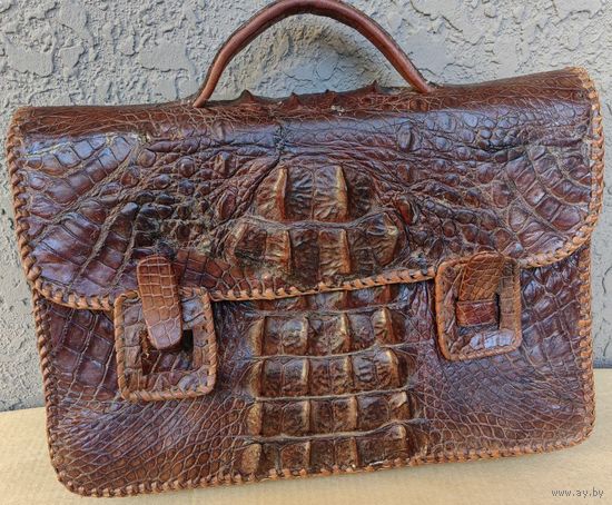 Мужская  сумка. Портфель. Из кожи крокодила. 28 на 40 см.