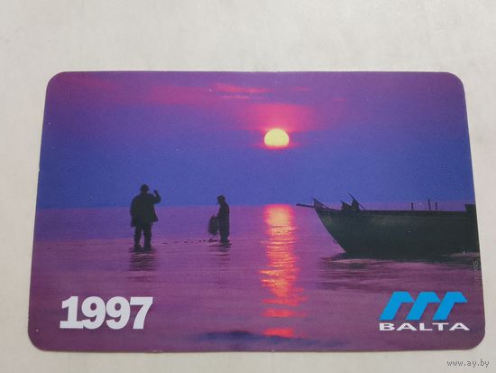 Карманный календарик. Рига. Рыбаки. 1997 год