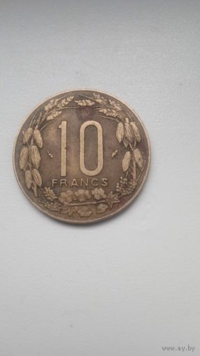 Центральная Африка 10 франков 1975 года