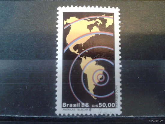 Бразилия 1988 Карта Америки, радиоволны