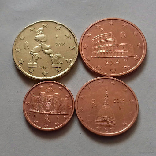 Набор евро монет Италия 2014 г. (1, 2, 5, 20 евроцентов)