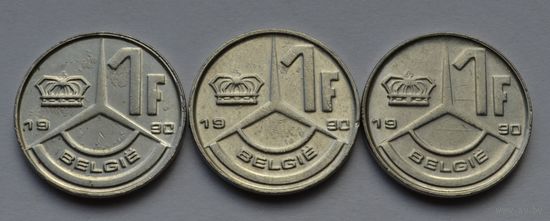Бельгия 1 франк, 1990 г. Надпись на голландском.