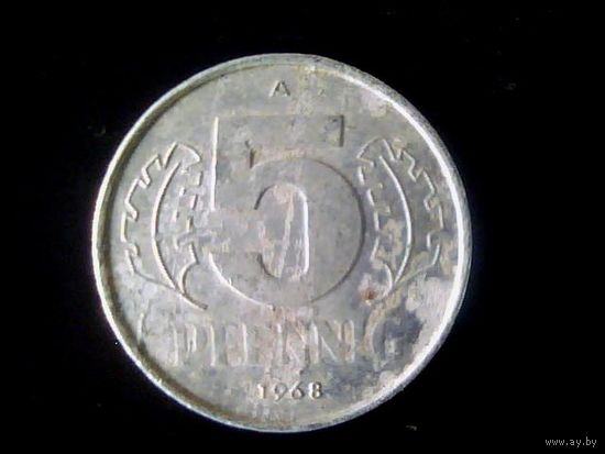 Монеты.Европа.Германия 5 Пфеннинг 1968.