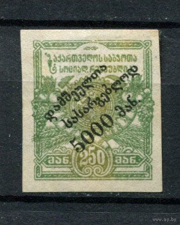 Грузия - 1922 - Герб.  Надпечатка 5000R на 250R (без перфорации) - [Mi.38B] - 1 марка. MH.  (Лот 82BA)