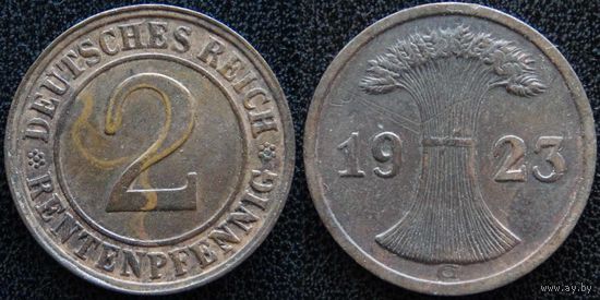 YS: Германия, 2 рентенпфеннига 1923G, KM# 31 (2)