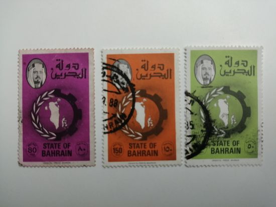 Бахрейн 1976-1988. Государственный флаг и карта