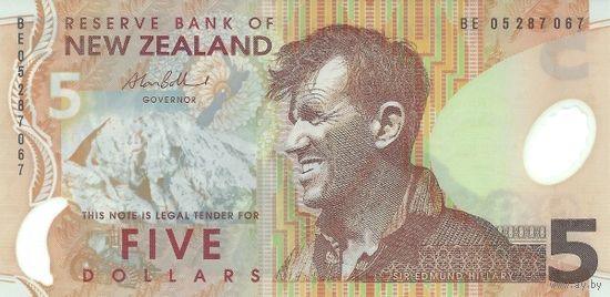 Новая Зеландия 5 долларов образца 2005 года UNC p185b