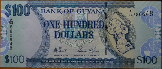 Гайяна 100 долларов 2006г. UNC