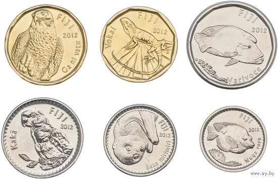 Фиджи набор 6 монет 2012-2014 UNC