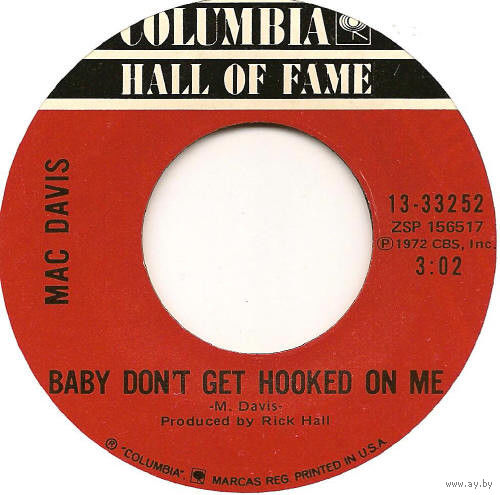 Mac Davis, Baby Don't Get Hooked Me / Your Side Of The Bed, SINGLE 1972