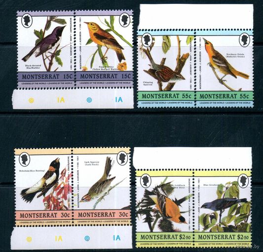 Фауна Птицы Монтсеррат 1985 год чистая серия из 8 марок в парах