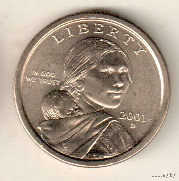 США 1 доллар 2001 Доллар Сакагавеи двор D