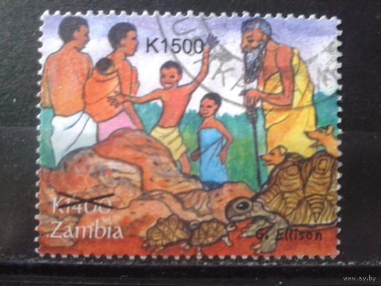 Замбия 2000 Легенда, сказка. Надпечатка  Михель-1,4 евро гаш