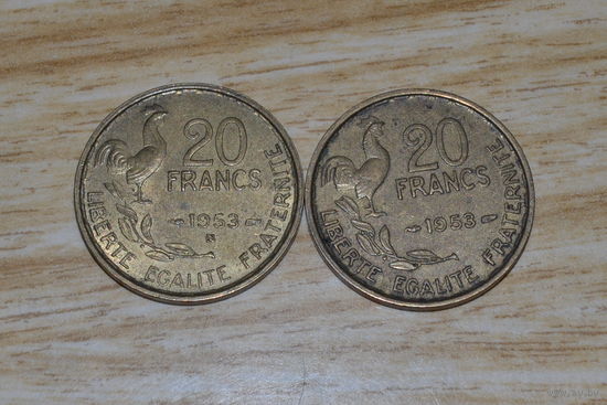 Франция 20 франков 1953 и 1953В