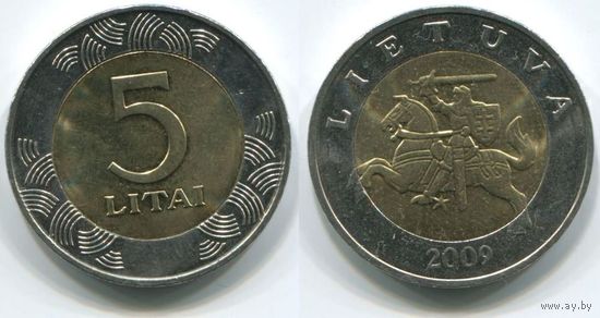 Литва. 5 литов (2009, UNC)