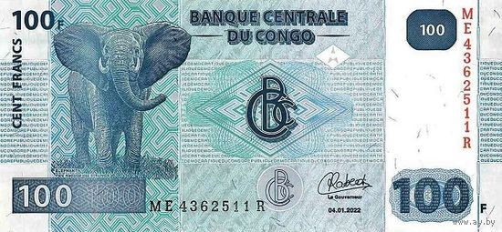Конго 100 франков образца 2022 года UNC p98