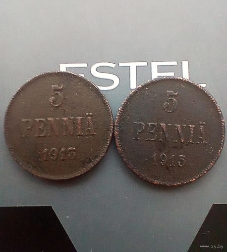 5 Пенни 1913г и 1915 г